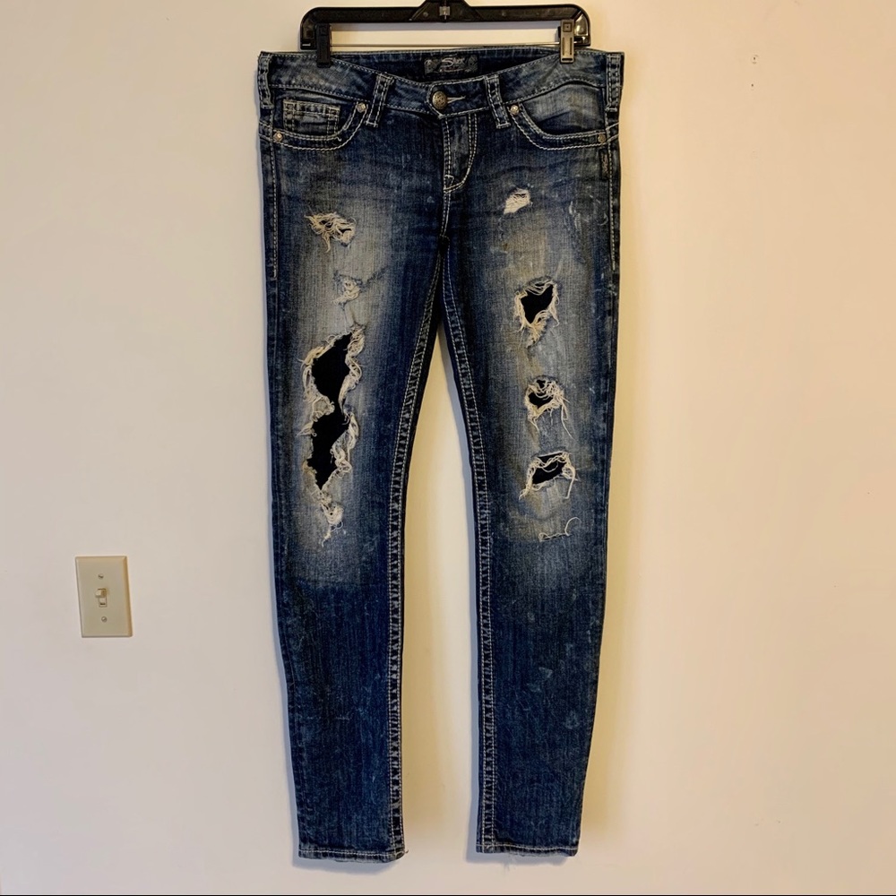 Silver skinny jeans